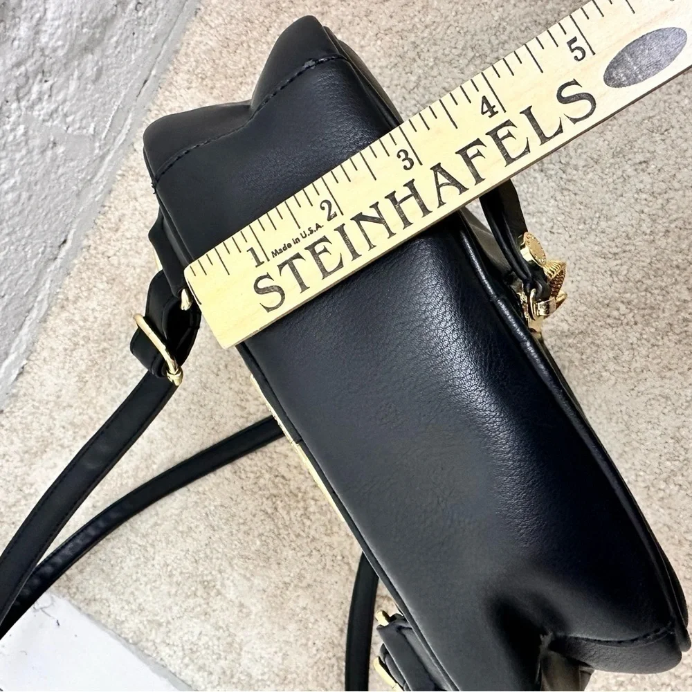 Steve Madden Backpack Multi Zipper Black Yellow Adjustable Strap Purse Bag Tote